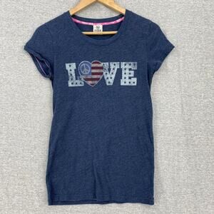 Pink Victorias Secret Top Womens Medium Blue LOVE Short Sleeve Tee
